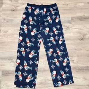 Men's Chill Penguin Blue Pajama Pants with Pockets